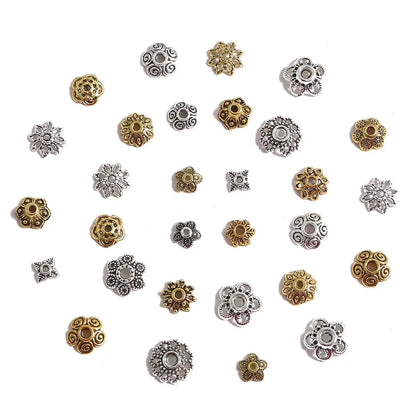 50pcs Tibetan Silver Leaf Flower Bead Caps for Jewelry Making - Smarsty