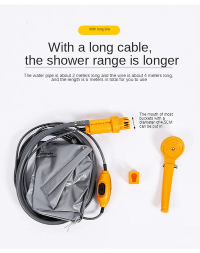 Portable Camping Shower Hiking Travel 12V Car Cigarette Lighter Outdoor Bath Shower of Plant Watering Car Cleaning Pet Bath Pump by Smarsty