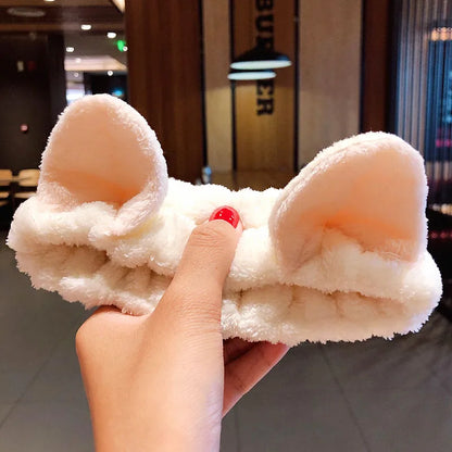 Soft Coral Fleece Bow Headband Warm Hair Holder Turban - Smarsty