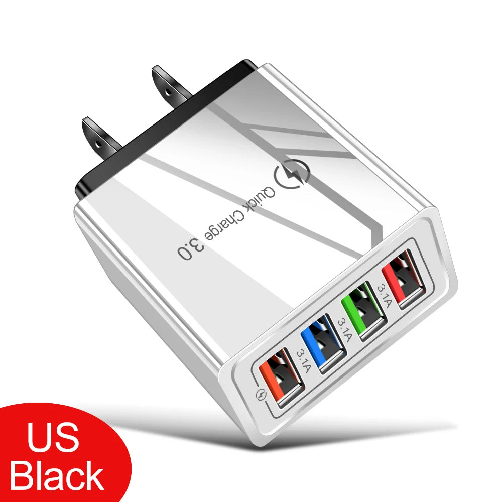 4 Port USB Quick Charge 3.0 Wall Charger EU Connector - Smarsty