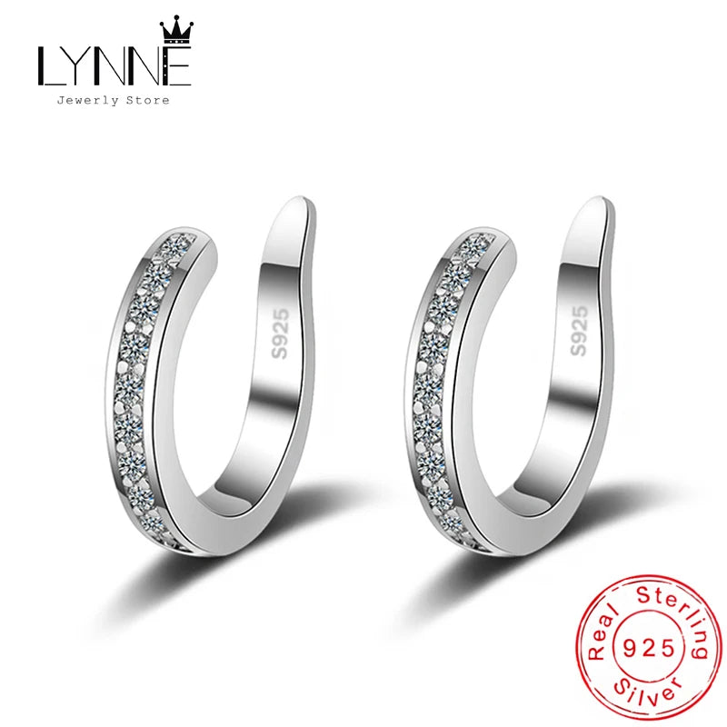 Sterling Silver Zircon No Piercing Clip Earrings Comfortable - Smarsty