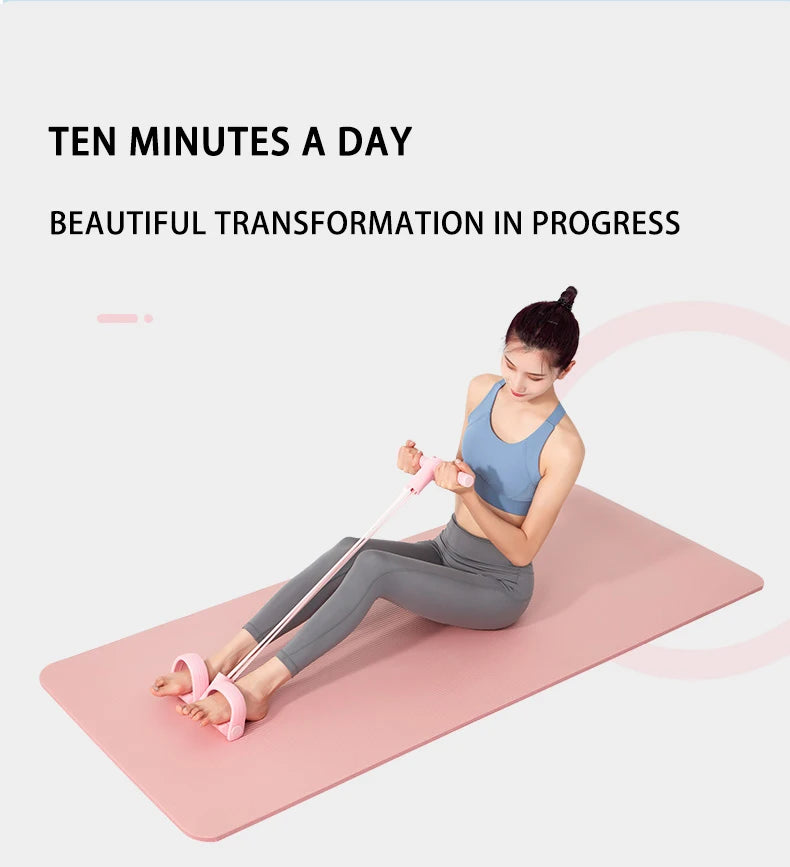 Multifunction Tension Rope 6-Tube Elastic Yoga Pedal Puller Resistance Band Tension Rope for Leg Stretching Slimming Training