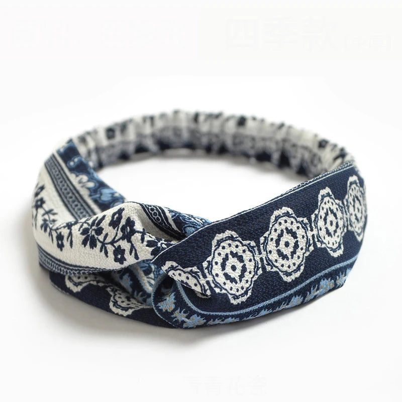 Bohemian Print Cashmere Headbands For Women Vintage Comfort - Smarsty