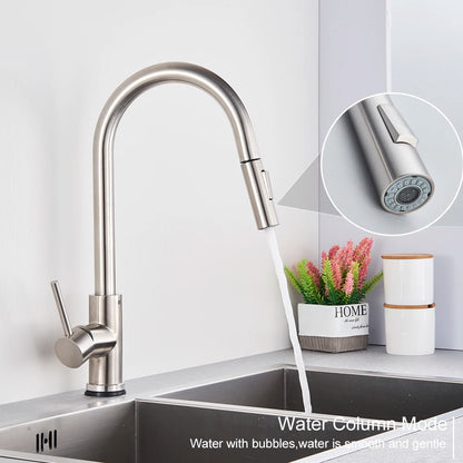 Pull Out Sensor Black Kitchen Faucet With Touch Control - Smarsty