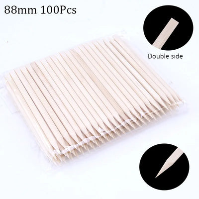 Double Sided Cuticle Pushers 100Pcs Wooden Nail Tools - Smarsty