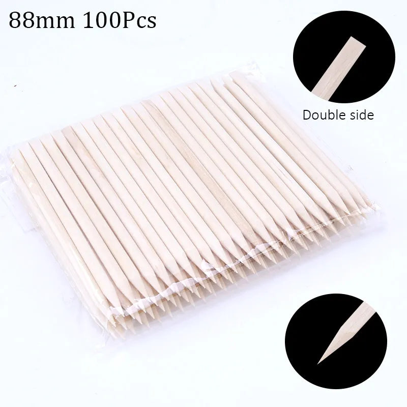 Wooden Cuticle Pushers for Easy Nail Care 100 Pack - Smarsty