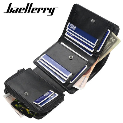 New PU Leather Men Wallets High Quality Zipper Short Desigh Card Holder Male Purse Vintage Coin Holder Men Wallets - Smarsty