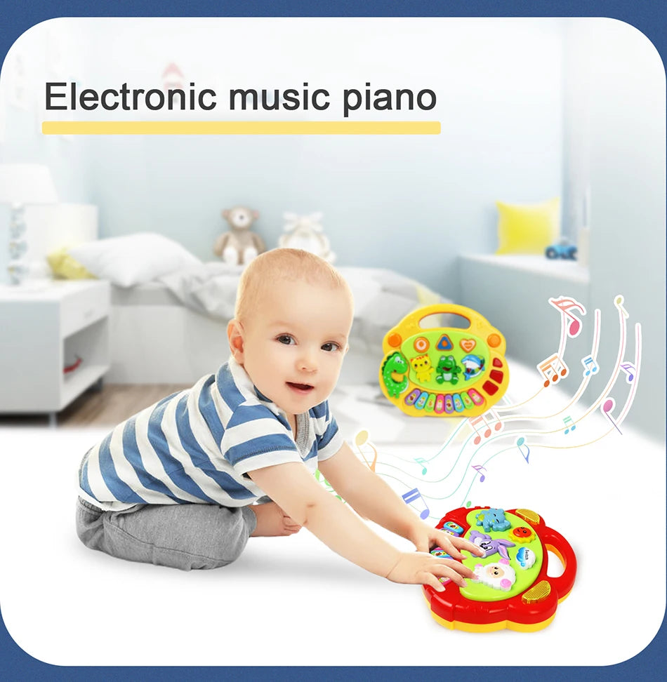 Kids Cartoon Piano Keyboard Game with Animal Sounds Flashing Light Music Baby Instrument Music Toys Educational Toys Kids Gifts by Smarsty