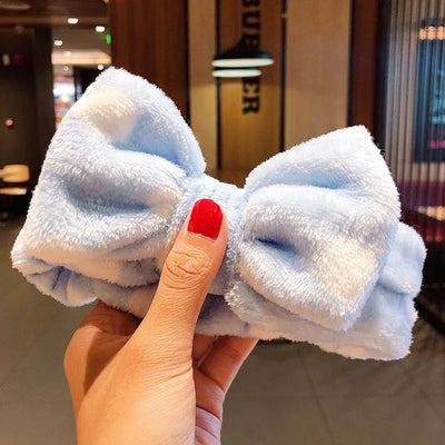 Soft Coral Fleece Bow Headband Warm Hair Holder Turban - Smarsty
