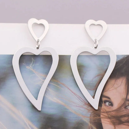 Gold Metal Drop Earrings with Irregular Heart Design for Women - Smarsty