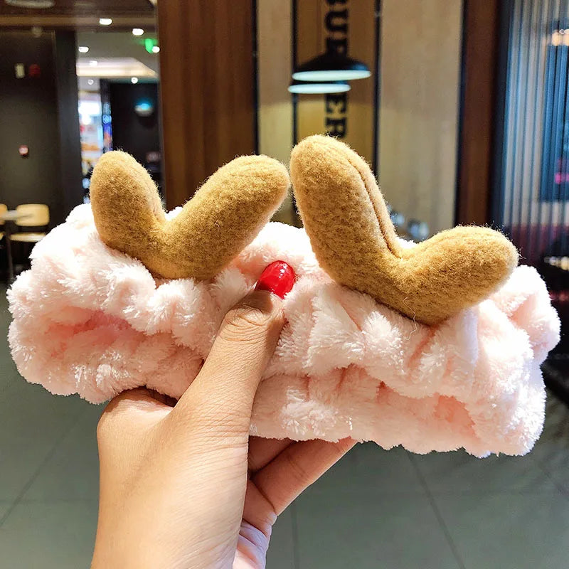 Soft Coral Fleece Bow Headband Warm Hair Holder Turban - Smarsty