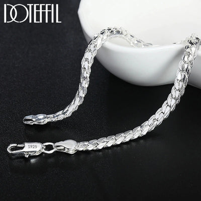 DOTEFFIL 925 Sterling Silver Side Chain Necklace and Bracelet Set - Smarsty