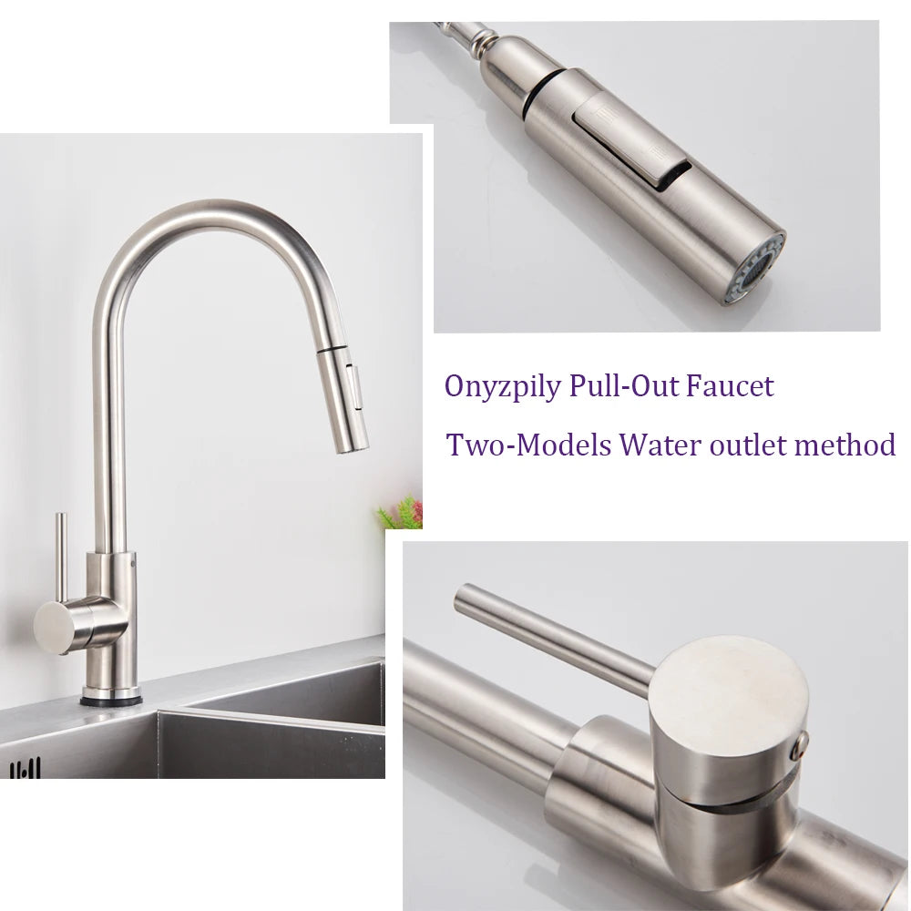Pull Out Sensor Black Kitchen Faucet With Touch Control - Smarsty