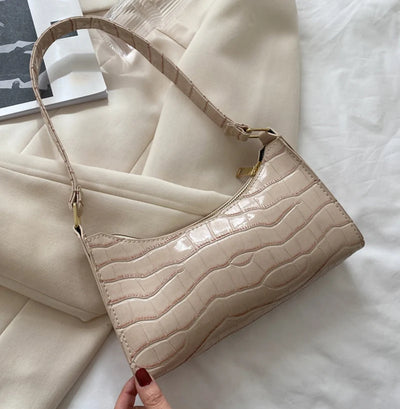 PU Leather Alligator Pattern Women Slim Shoulder Bag Purse - Smarsty