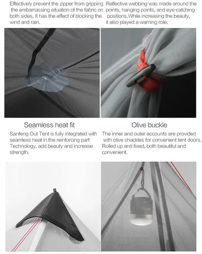 FLAME'S CREED Lanshan 1 Person Oudoor Ultralight Camping Tent Single Man 3 Season Professional 15D Silnylon Rodless Tent by Smarsty