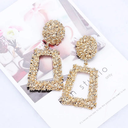 Gold Metal Drop Earrings with Irregular Heart Design for Women - Smarsty