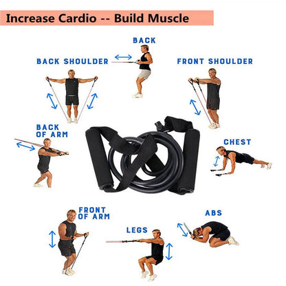 5 Levels  Elastic Band With Handles Yoga Pull Rope Elastic Gym Fitness Exercise Tube Band For Home Workouts Strength Training