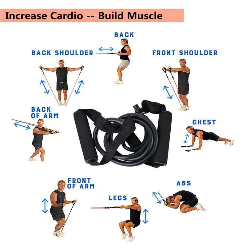 5 Levels  Elastic Band With Handles Yoga Pull Rope Elastic Gym Fitness Exercise Tube Band For Home Workouts Strength Training