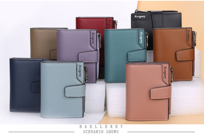 Women Wallets and Purses PU Leather Money Bag Female Short Hasp Purse Small Coin Card Holders Blue Red Clutch New Women Wallet - Smarsty