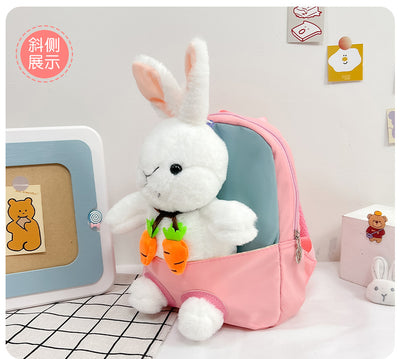 Plush 3D Rabbit Backpack For Kids School Bag Cute Bow - Smarsty