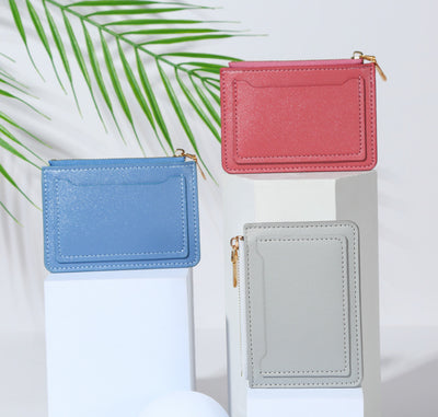 Women Wallets PU Leather Female Purse Mini Hasp Solid Multi-Cards Holder Coin Short Wallets Slim Small Wallet Zipper Hasp - Smarsty