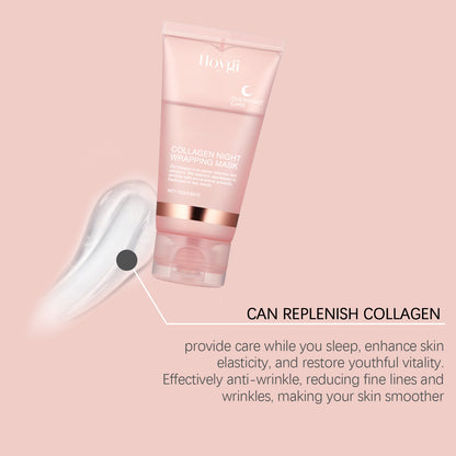 Collagen Overnight Wrapping Peel Off Facial Mask Set Korean Collagen Night Wrapping Mask Deeply Hydrates Night Care Mask Cream - Smarsty
