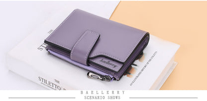 Women Wallets and Purses PU Leather Money Bag Female Short Hasp Purse Small Coin Card Holders Blue Red Clutch New Women Wallet - Smarsty