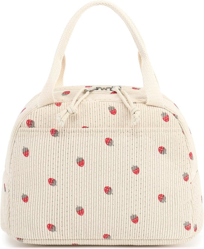 Corduroy Insulated Lunch Bag For Kids Thermal Cooler - Smarsty