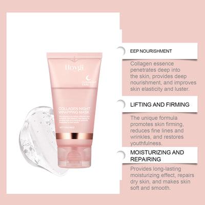 Collagen Overnight Wrapping Peel Off Facial Mask Set Korean Collagen Night Wrapping Mask Deeply Hydrates Night Care Mask Cream - Smarsty