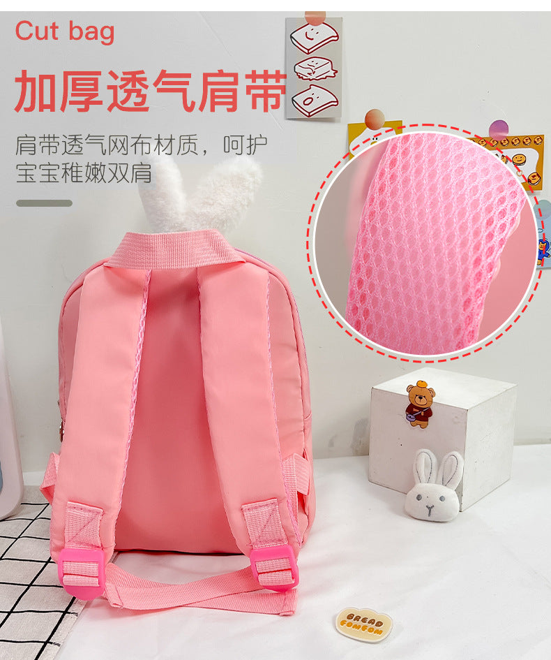 Plush 3D Rabbit Backpack For Kids School Bag Cute Bow - Smarsty