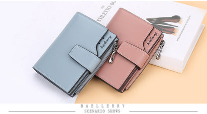 Women Wallets and Purses PU Leather Money Bag Female Short Hasp Purse Small Coin Card Holders Blue Red Clutch New Women Wallet - Smarsty