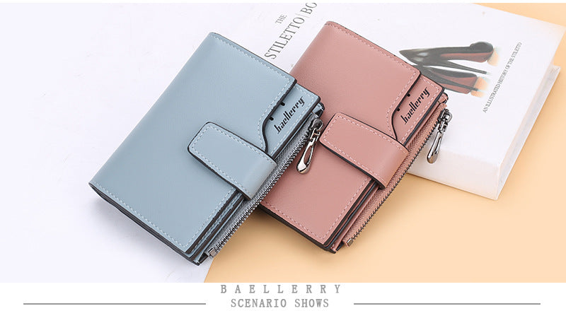 Women Wallets and Purses PU Leather Money Bag Female Short Hasp Purse Small Coin Card Holders Blue Red Clutch New Women Wallet - Smarsty