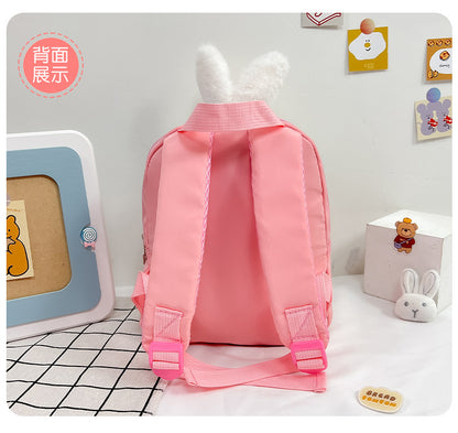 Plush 3D Rabbit Backpack For Kids Cute Bow Tie Design - Smarsty