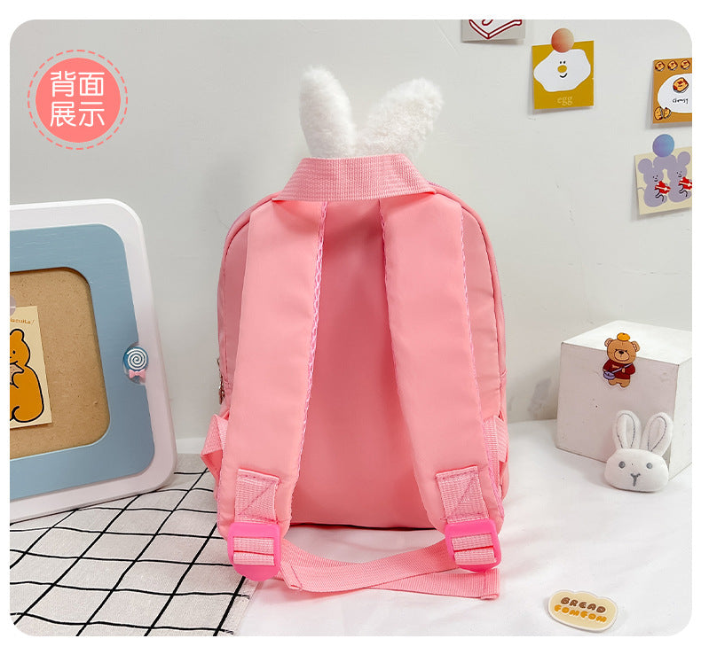 Plush 3D Rabbit Backpack For Kids Cute Bow Tie Design - Smarsty