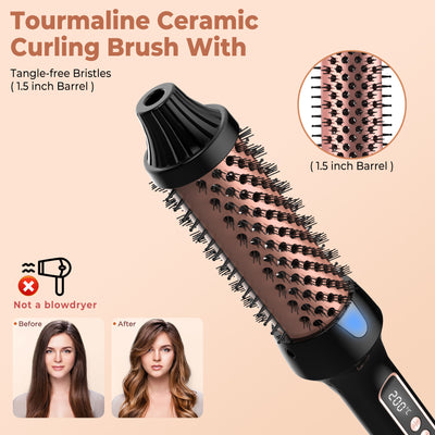 Heated Styling Brush 3-in-1 Ionic Curling Tool - Smarsty