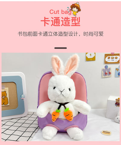 Plush 3D Rabbit Backpack For Kids School Bag Cute Bow - Smarsty