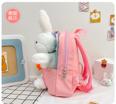 Plush 3D Rabbit Backpack For Kids Cute Bow Tie Design - Smarsty