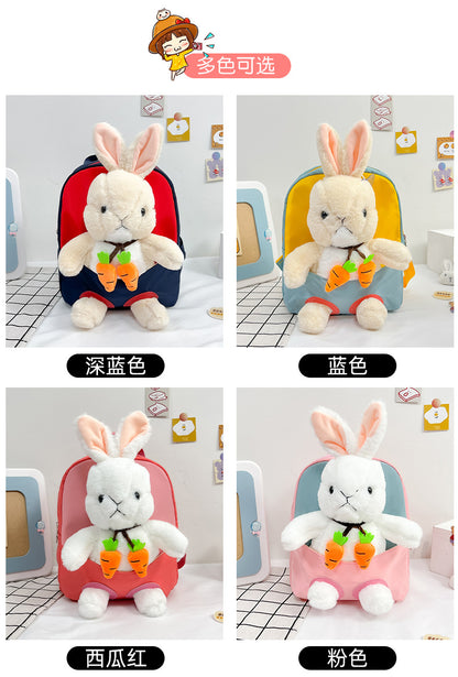 Plush 3D Rabbit Backpack For Kids Cute Bow Tie Design - Smarsty