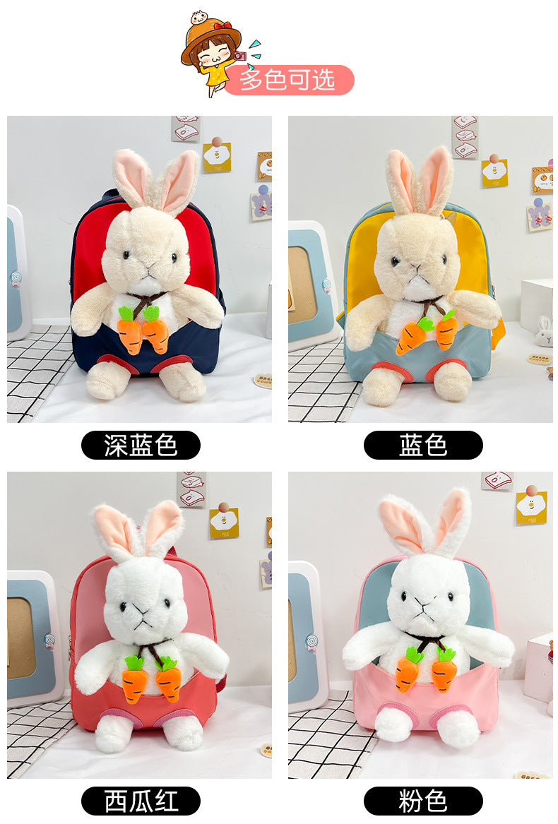 Plush 3D Rabbit Backpack For Kids Cute Bow Tie Design - Smarsty