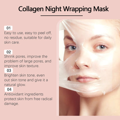 Collagen Overnight Wrapping Peel Off Facial Mask Set Korean Collagen Night Wrapping Mask Deeply Hydrates Night Care Mask Cream - Smarsty
