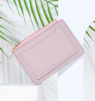 Women Wallets PU Leather Female Purse Mini Hasp Solid Multi-Cards Holder Coin Short Wallets Slim Small Wallet Zipper Hasp - Smarsty
