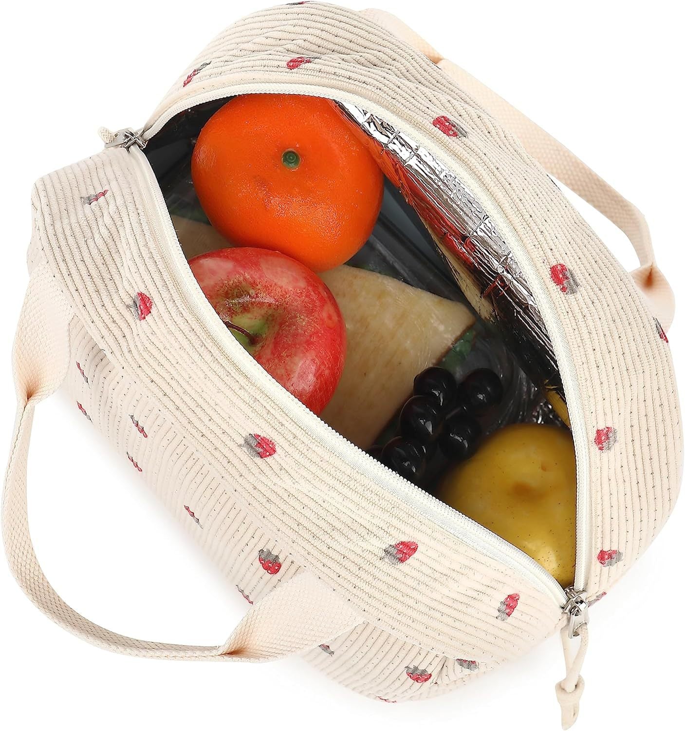 Corduroy Insulated Lunch Bag For Kids Thermal Cooler - Smarsty