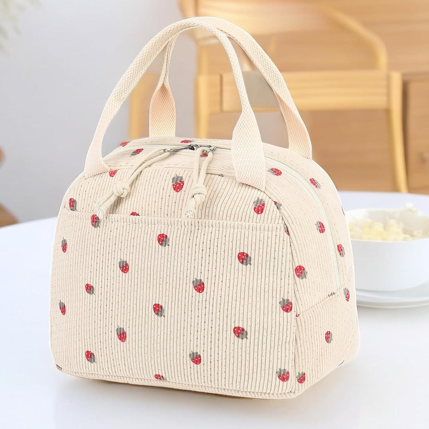 Corduroy Insulated Lunch Bag For Kids Thermal Cooler - Smarsty