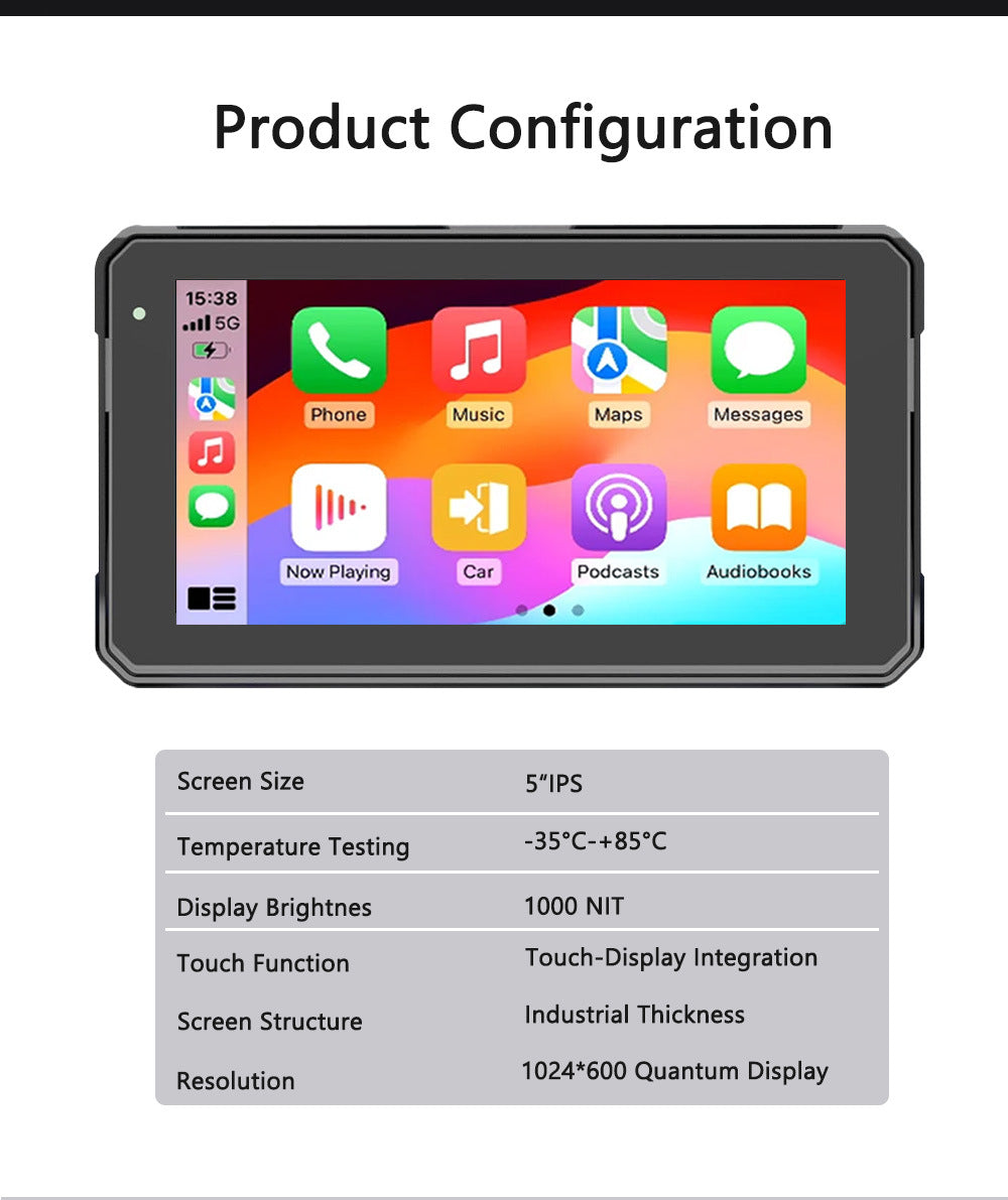 5 7 Inch Wireless CarPlay Android Auto Motorcycle Display - Smarsty