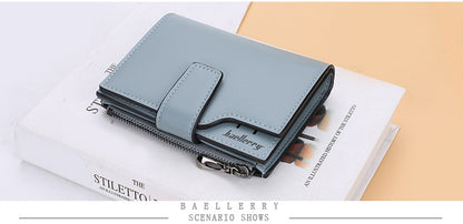 Women Wallets and Purses PU Leather Money Bag Female Short Hasp Purse Small Coin Card Holders Blue Red Clutch New Women Wallet - Smarsty