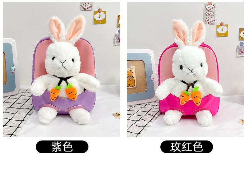 Plush 3D Rabbit Backpack For Kids Cute Bow Tie Design - Smarsty