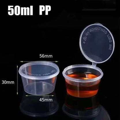 50/100pcs  2oz Portion Cups With Lids Disposable Plastic Sauce Container Box Salad Dressing Seasoning Mini Kitchen Organizer