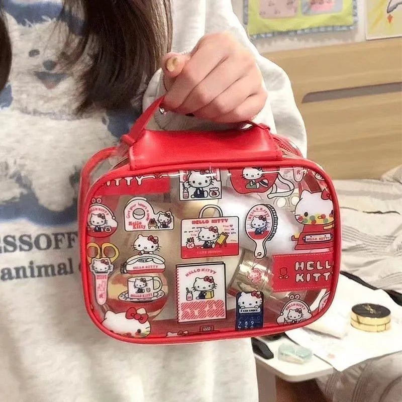 INS Korean Fashion HelloKitty Makeup Bag PVC Transparent Large Capacity Waterproof Lipstick Storage Bag WashBag Girls Woman Gift - Smarsty