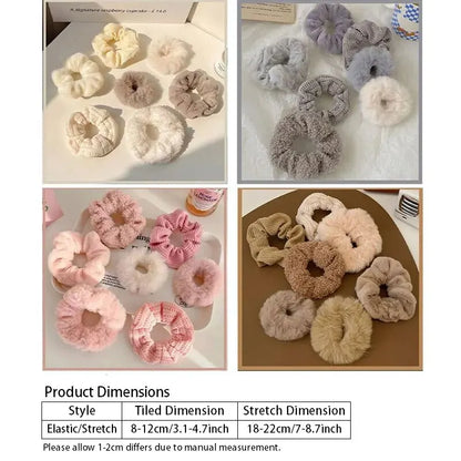 7/21 Pcs/Set Women Hair Scrunchies Set Plush Solid Hair Band for Girls Ponytail Holder Rubber Bands Hair Ties Hair Accessories - Smarsty