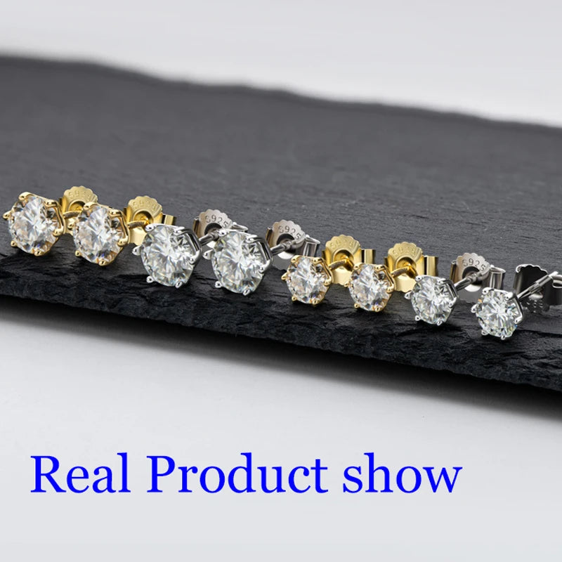 Moissanite Studs 0.5 To 2Ct Sterling Silver Screw Back - Smarsty